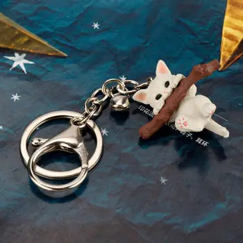 1 KS Módne 3D Mačka Keychain Cartoon Dizajn Zvierat Kľúča Držiteľa Jednoduché Kreatívne Pobočky Mačka Taška Prívesok