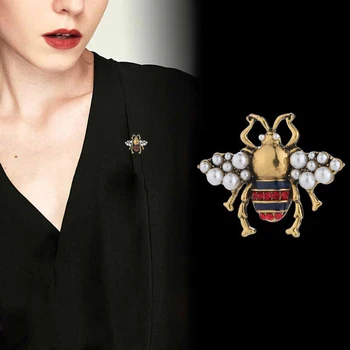1PCS Vintage Vykladané Pearl Bee Brošne Pin Pre Ženy, Oblečenie, Šperky Strany Accessries Dary