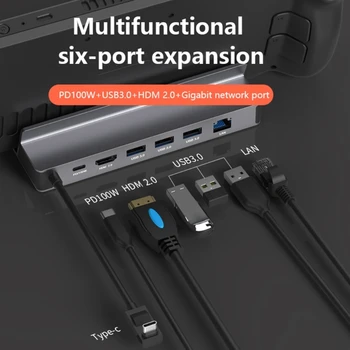 2023 Nový USB HUB pre SteamDeck Dock, 6-v-1 Dokovacej Stanice ako hdmi2.0 4K60Hz 1000MbpsLAN