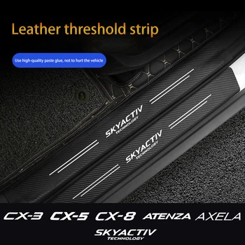 Carbon Fiber Auto Dvere, Parapetné Chránič Vitajte Pedál Dekoráciu Kože Nálepky na Mazda Skyactiv CX3 CX5 CX8 3 Axela 6 Atenza