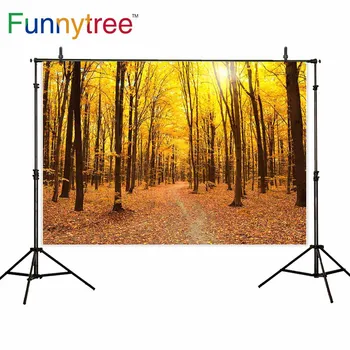 Funnytree pozadia pre fotografovanie studio jesenného lesa prírody zobraziť žltá opadané lístie stromu profesionálne pozadie photocall