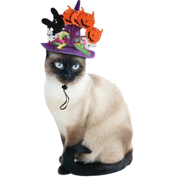 Halloween husdjurshatt söt pumpa paljetter häxa hatt cosplay kostym fest husdjurstillbehör (lila sk storlek)