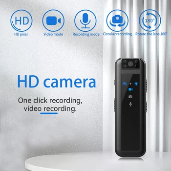 HD 1080P Prenosné Späť Klip Kamera Mini DV Polícia Záznamník 180 stupňov Otáčanie Objektív Infračervené Nočné Videnie Nahrávač