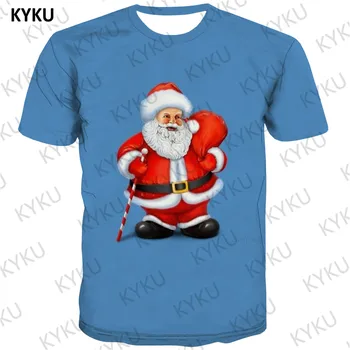 KYKU Značky Vianočné T shirt Mužov Santa Claus Tričko Tlač Darček Tričko Printed Čarovná Palička Zábavné tričká Krátky Rukáv Hip hop
