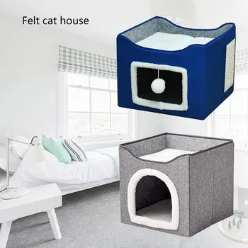 Mačka Jaskyňa S Vynikajúcu Trvanlivosť Skladacia Loptu Pet Dodanie Cat House Bed S Načechraný Gule Jednoduchá Inštalácia Pre Malé Mačky Psy