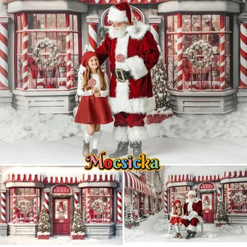 Mocsicka Vianoce Cukrárni Kulisu Pre Fotografovanie Deti Portrét Narodeninovej Party Pozadí Snowflake Vianočný Strom Decor Rekvizity