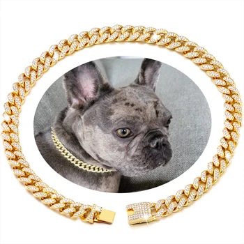 Pes Reťazca Diamond Kubánskej Reťazí Pre Malé A Stredne Veľké Psy, Mačky, Obojky Pet Náhrdelník Šperky, Doplnky, Veľkoobchod