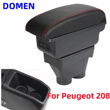 Peugeot 208 Opierkou Box Centrálny sklad Obsah So Skladacím Pohár Otvor Veľký Priestor Dvojitá Vrstva USB 2012-2018