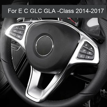 pre Mercedes Benz E C GLC GLA Triedy 2014-2017 Striebro Volant Panel Výbava Kryt Nálepku, Prepnite Tlačidlo Dekor