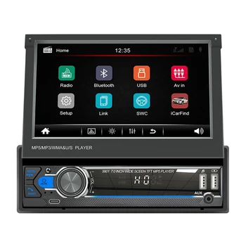 Príručka Teleskopická Obrazovke Auto Audio Stereo FM Rádio Prehrávač, Bluetooth 1 DIN 7 Palcový Autoradio Prehrávač