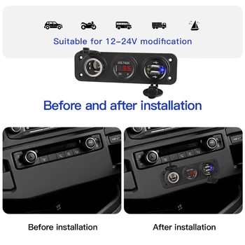 QC3.0 USB Auto Rýchlo, Nabíjací Adaptér LED Voltmeter Zásuvky Zásuvky Napájania Panel S Káblom Pre Auto, Loď, Námorné nákladné Vozidlo SUV CAD