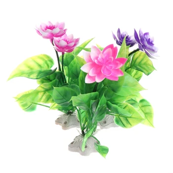 Umelé Lotus Dekoratívne Zelené Rastliny, Výzdoba pre Korytnačka pre Nádrže Ornament Ružová Lotus pre Akva-Terária Rastliny