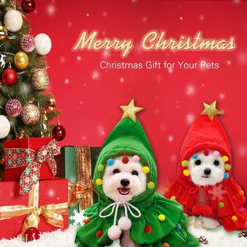 Vianočné Pet Oblečenie v Zime Teplé Pet Oblečenie pre Malé a Stredné Psy Cosplay Kostým Santa Strom Psa Plášť