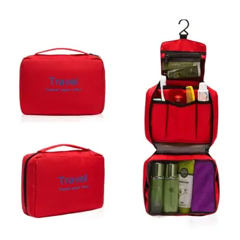 Zelená/Červená/Oranžová Cestovné Wash Bag Prenosný Skladací Hák Typ Kozmetické Toaletná Taška Robustný Oxford Handričkou Skladovanie Umývanie Puzdro Domov