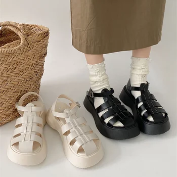 Ženy Sandále 2023 Letné Biele Bežné Platformu Obuv Módne Čierne Zavalitý Jediným Členok Pracky Popruhu Sandále Ženy, Športové Sandále